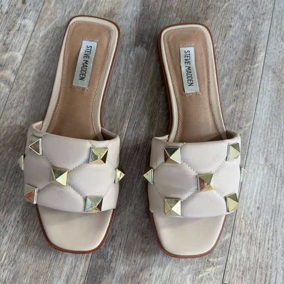Steve Madden Shoes - Steve Madden Beige Sandals with Gold Studs